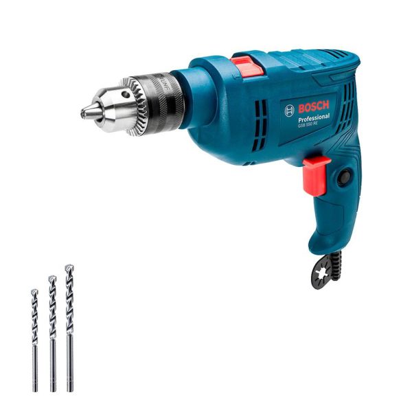 Furadeira de Impacto GSB 550 RE 1/2 Pol 550W 110V com 3 Brocas BOSCH-06011B60D1-000