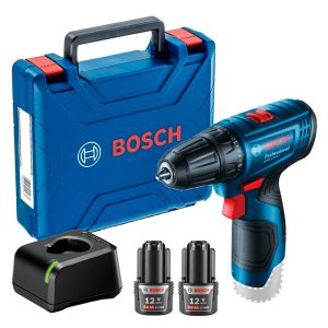 Parafusadeira Furadeira GSR 120-LI 3/8 Pol. 12V com 2 Baterias 2.0Ah Lí-Íon Carregador Bivolt e Maleta BOSCH-06019G80E0-000