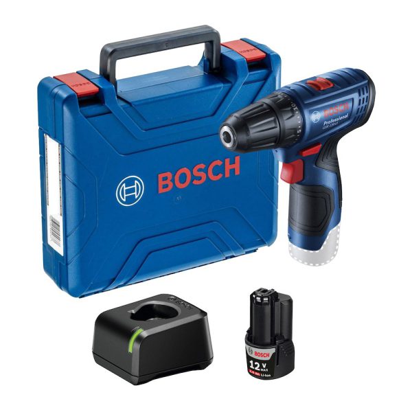 Parafusadeira Furadeira GSR120-LI 3/8 Pol. 12V com Bateria 2.0Ah Max Lí-Íon Carregador Bivolt e Maleta BOSCH-06019G80E1-000