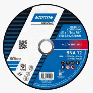 Disco de Corte BNA 12 115×1.6×22.23mm para Aço NORTON-66252843680