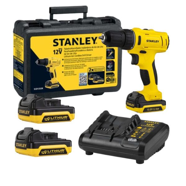 Parafusadeira/Furadeira a Bateria 12V Li-Ion 3/8 Pol. com Carregador 2 Baterias e Maleta STANLEY-SCD121S2K