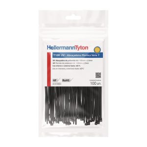 Abraçadeira de Nylon Preta T18R Blister 100×2,5mm com 100 Unidades HELLERMANNTYTON-010114415