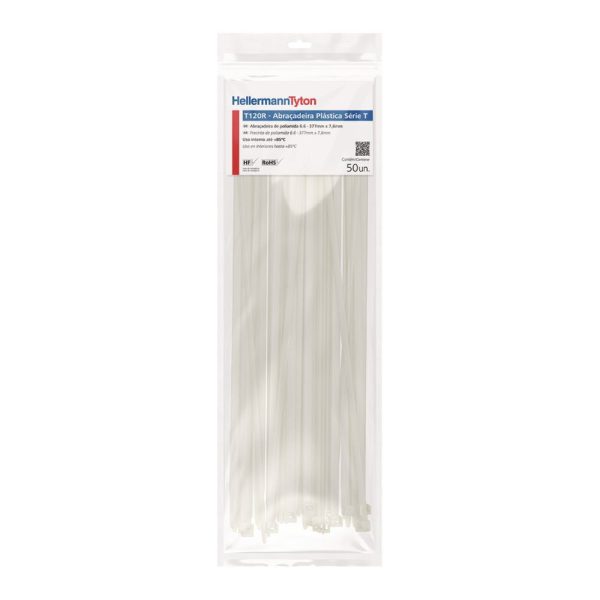 Abraçadeira de Nylon Natural T120R Blister 390×7,6mm com 50 Unidades HELLERMANNTYTON-010114422