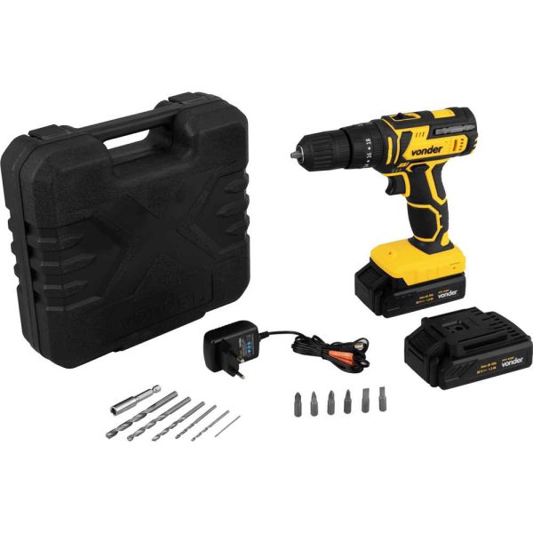 Parafusadeira e Furadeira de Impacto 3/8Pol. 20V com 2 Baterias 2,0Ah Carregador Bivolt e Maleta VONDER-6001000200
