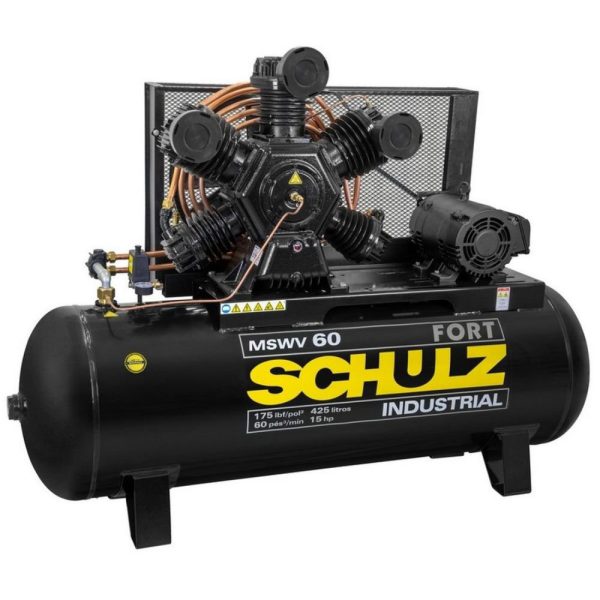 Compressor de Ar 60 Pés 15HP 425L com Motor Aberto 220/380V – Trifásico SCHULZ-MSWV60/425MTA