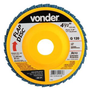 Disco de Desbaste/Acabamento Flap Disc Reto 4.1/2 Pol. Grão 120 VONDER-1224412120