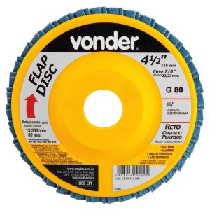 Disco Flap Reto 4.1/2 Pol. Grão 80 VONDER-1224412080