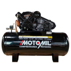 Compressor de Ar 20 Pés 200L 5HP Alta Pressão 220/380V – Trifásico MOTOMIL-CMAV-20/200