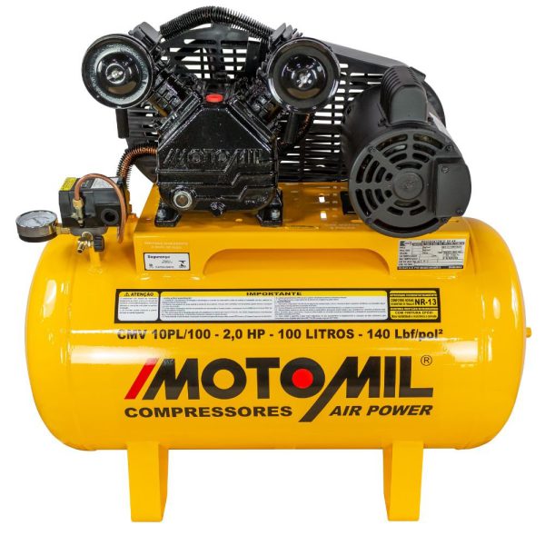 Compressor de Ar 2HP 9 Pés 100L 127V Monofásico CMV 10PL/100A MOTOMIL-0003944