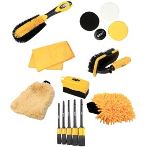 Combo Jogo de Limpeza Automotiva com 10 Peças + Jogo de Pincéis para Detalhamento e Limpeza Automotiva com 5 peças LITH-K8387