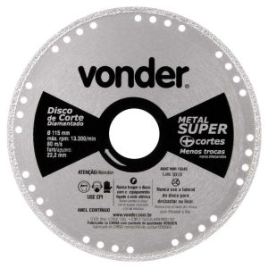 Disco de Corte Diamantado Contínuo para Metais Metal Super 115 mm VONDER-1240000115