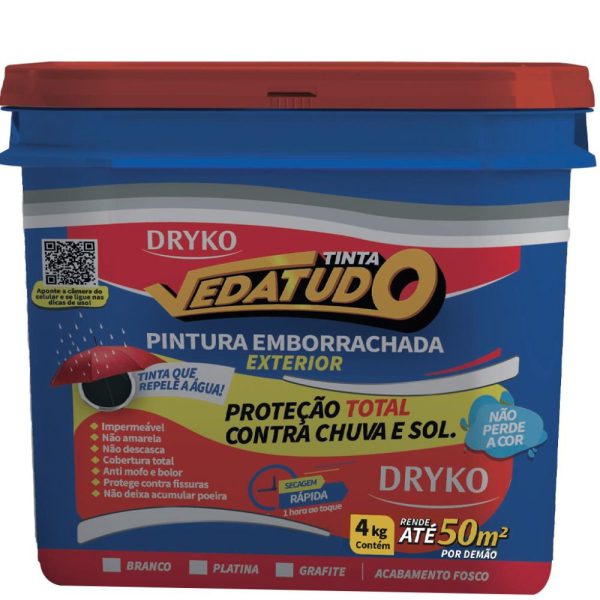 Tinta Emborrachada para Pintura de Proteção Branca 4kg VEDATUDO-TINTAEMB-GL