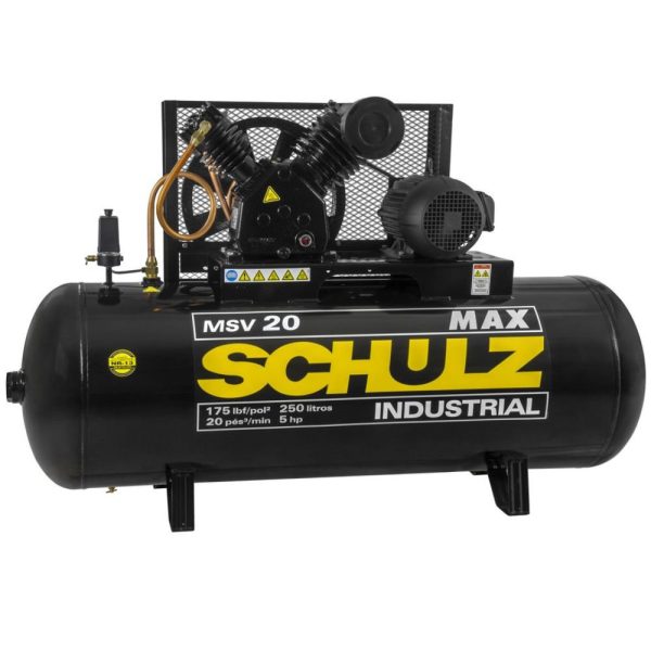 Compressor de Ar Profissional 20 Pés 250 Litros 5HP 220/380V Trifásico MSV20/250 SCHULZ-922.7789-0