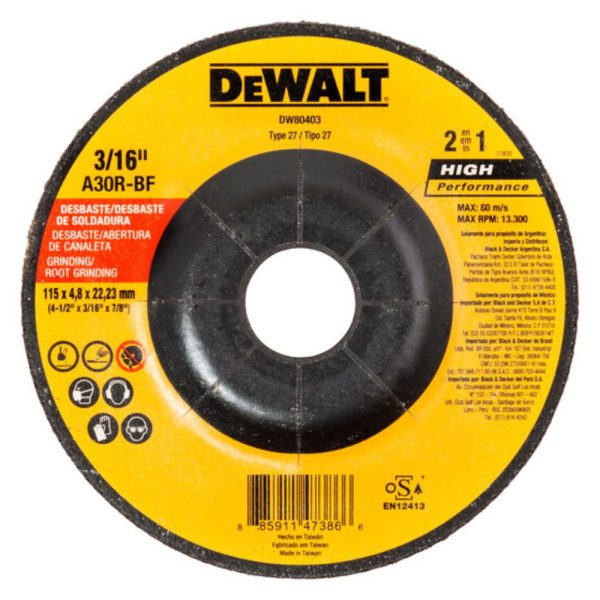 Disco Desbaste e Canaleta 2 em 1 4-1/2 Pol. X 4,8mm X 7/8Pol. DEWALT-DW80403