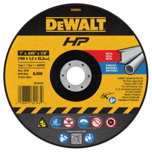 Disco de Corte Fino 7 Pol. x 1,6mm x 7/8 Pol. para Metal e Aço Inox DEWALT-DW8065-AR