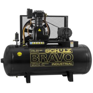 Compressor de Ar Industrial 20 Pés 200L 5HP 220/380V – Trifásico SCHULZ-CSL20BR/200