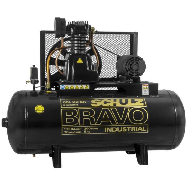 Compressor de Ar Industrial 20 Pés 200L 5HP 220/380V – Trifásico SCHULZ-CSL20BR/200
