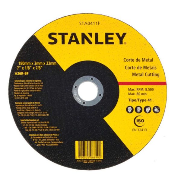 Disco Abrasivo de Corte para Metal 7 Pol. STANLEY-STA0411F