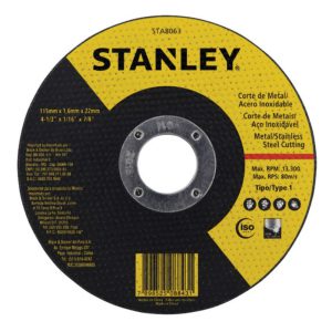 Disco Abrasivo de Corte para Inox 4-1/2 x 1,6mm x 7/8 Pol. STANLEY-STA8063