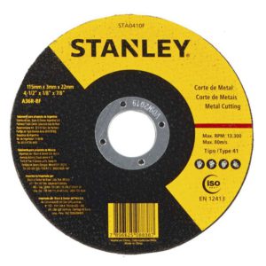Disco Abrasivo de Corte para Metal 4-1/2 x 3,0mm x 7/8 Pol. STANLEY-STA0410F