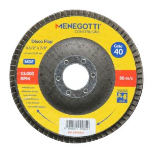 Disco Flap para MDF 4,5 Pol. Grão 40 MENEGOTTI-63030110