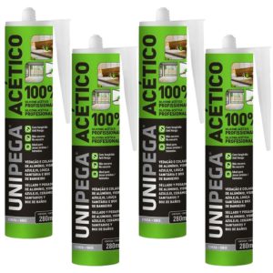 Kit 4 Silicones Acéticos Cinza 280ml UNIPEGA-K9281