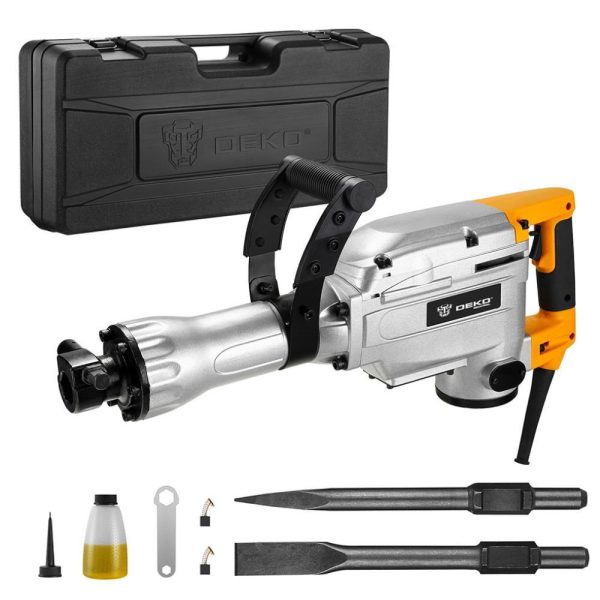 Martelo Demolidor Sextavado 1700W 45J 14 kg com Maleta Ponteiro e Talhadeira DEKO-DKDB17LD45