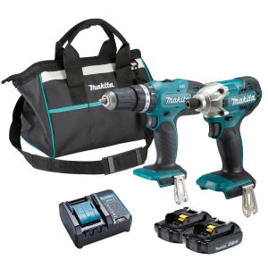 Combo Parafusadeira / Furadeira de Impacto + Parafusadeira de Impacto com 2 Baterias 18V Carregador e Maleta MAKITA-DLX2336Y01