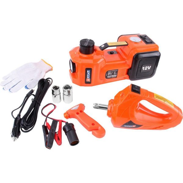 Macaco de Piso Hidráulico Elétrico 5 Toneladas com Chave de Impacto 1/2 Pol. 12V e Maleta FORTGPRO-FG0001FE