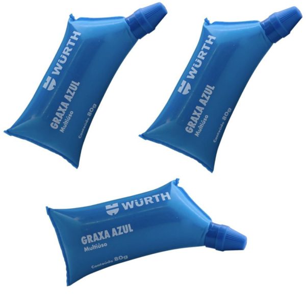 Kit 3 Graxa Azul Mineral em Sachê 80g WURTH-K9330