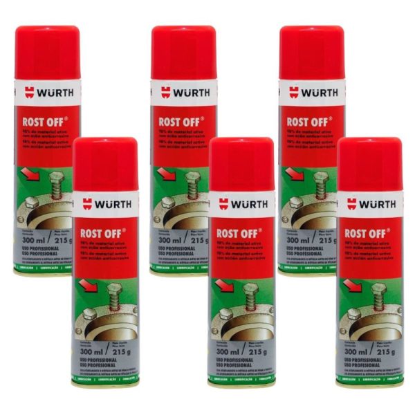 Kit 6 Desengripantes em Spray Rost Off 300ml WURTH-K9337