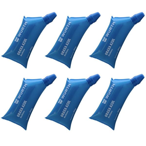 Kit 6 Graxa Azul Mineral em Sachê 80g WURTH-K9331