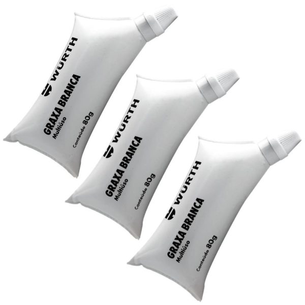 Kit 3 Graxa Branca Mineral em Sachê 80g WURTH-K9327