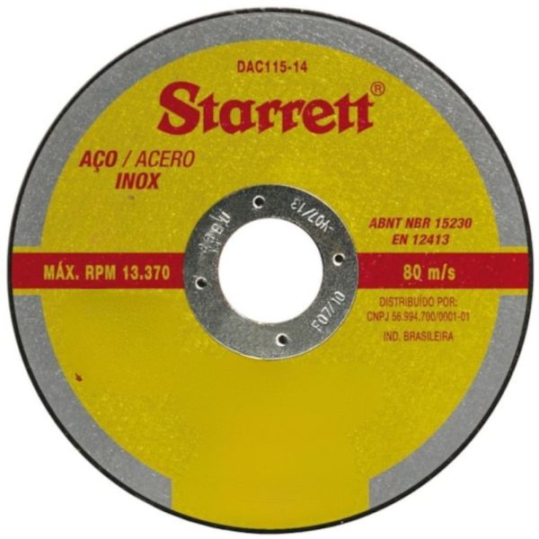 Disco de Corte de 4.1/2 Pol para Aço Inox STARRETT-DAC115-14