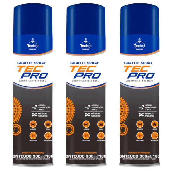 Kit Grafite em Spray 300ml 180g 03 Unidades TECBRIL-K-9587