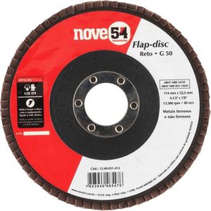 Disco de desbaste/acabamento flap-disc cônico 4.1/2 Pol. grão 50 costado de fibra NOVE54 NOVE54-1280051412