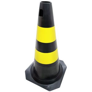 Cone PLT para Sinalização Preto com Amarelo 50cm PLASTCOR-70001304