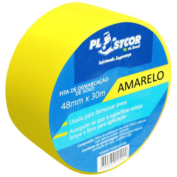 Fita de Demarcação PVC Amarela 48mm x 30m PLASTCOR-70001510