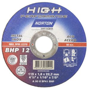 Disco Corte Inox 4.1/2 x 1,60 x 7/8 Pol. Bhp12 NORTON-66252931358