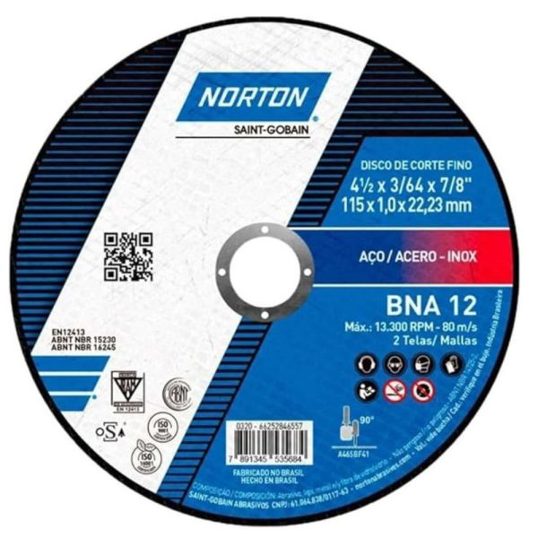 Disco de Corte BNA 12 115×1,0x22,23mm NORTON-66252846557