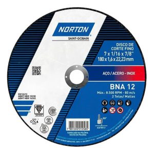 Disco de Corte BNA 12 180×1.6×22.23mm para Aço NORTON-000000066252846559