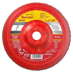 Disco Flap em Nylon Reto Tipo A 115 mm com Grão de Zircônio 120 STARRETT-FDX115-120NF