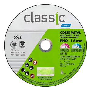 Disco de Corte Classic 115 x 1,6 x 22,23mm para Metal NORTON-66253371671