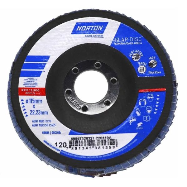Disco Flap Original R822 115mm Grão 120 NORTON-69957320327