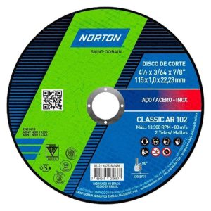 Disco de Corte Fino Classic 115 x 1.0 x 22.23mm NORTON-AR102