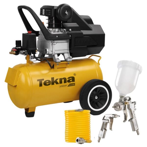 Compressor de Ar 8 Pés 24L 2,5HP 220V CP8525T-2CK3 com Kit Acessórios de Pintura TEKNA-1011032