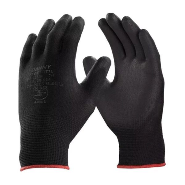 Luva de Segurança Nylon e PU Pigmentada/Tricotada Flextáctil Preta Tamanho M – 1 Par DANNY-DA12100V M