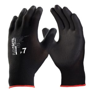 Luva de Segurança Nylon e PU Pigmentada/Tricotada Flextáctil Preta Tamanho P – 1 Par DANNY-DA12100V P