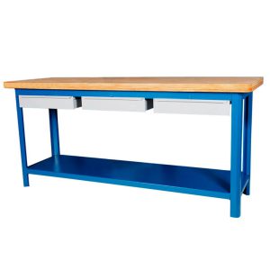 Bancada com 3 Gavetas e Tampo de Madeira Compensada 40mm 200x60x92cm FERCAR-203CD