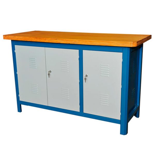 Bancada com Tampo 40mm Fechada com 02 Prateleiras FERCAR-150CDF